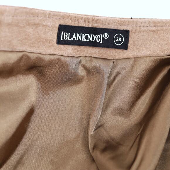 BLANK NYC Women Tan Suede Leather Asymmetric Front Zip Moto Mini Skirt Size 28 - Picture 4 of 5
